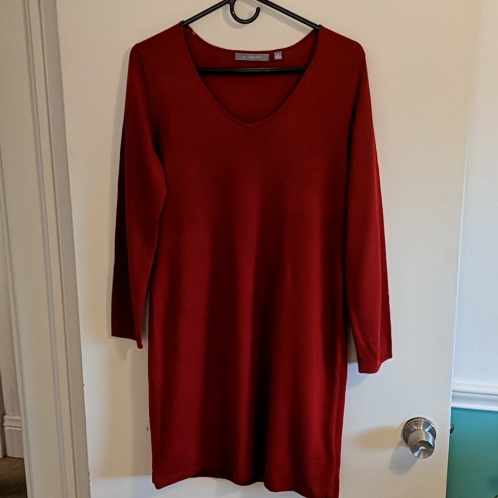 Long Sleeve Red Mini Sweaterdress